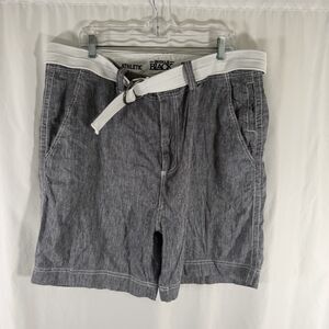 Buckle Black Linen Blend Shorts Men's 38 Grey Belted Athletic 8" Inseam